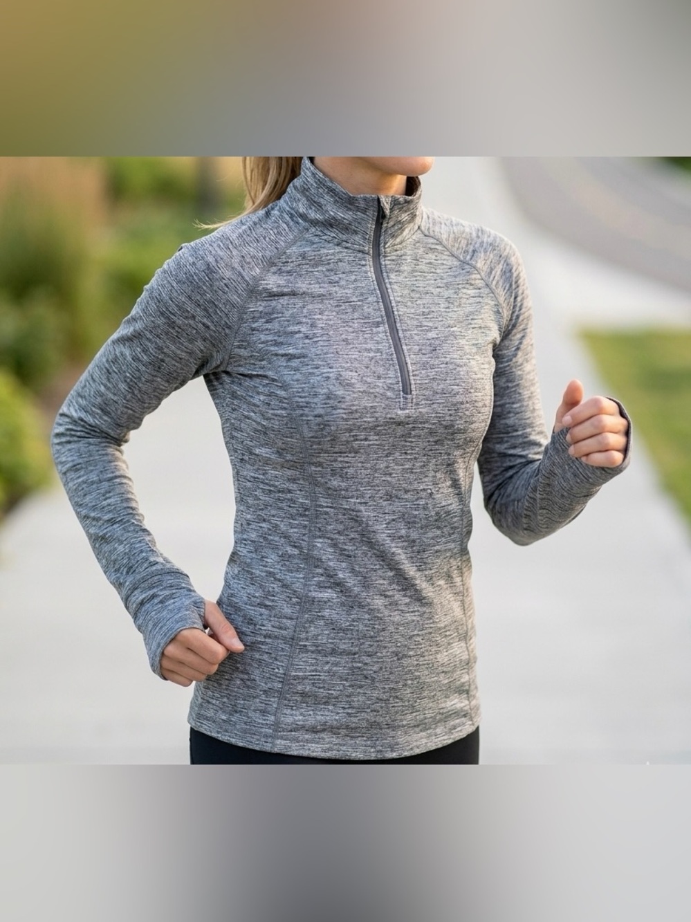 Xersion Heather Grey Quarter-Zip Performance Pullover
